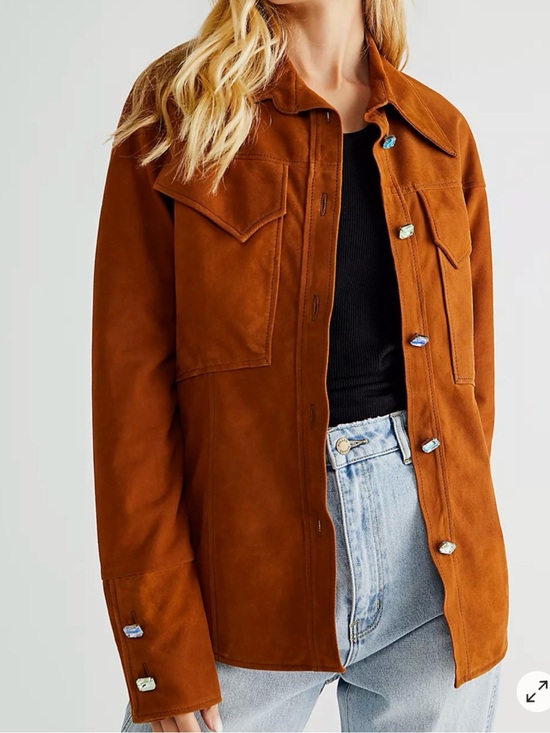 Dan Cassab Jackets & Blazers - Dan Cassab Maria Suede Western Shirt Jacket Art Buttons S